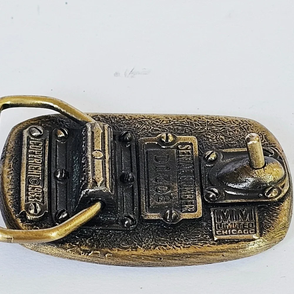 1983 MM Limited Chicago Shriners Belt Buckle Brass Masonic Scimitar Star Vintage